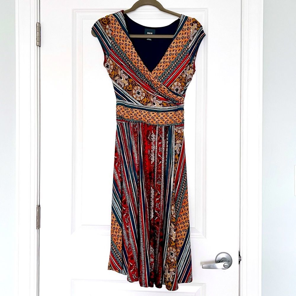 Maeve Tamera Faux Wrap Dress Fall Colors Midi